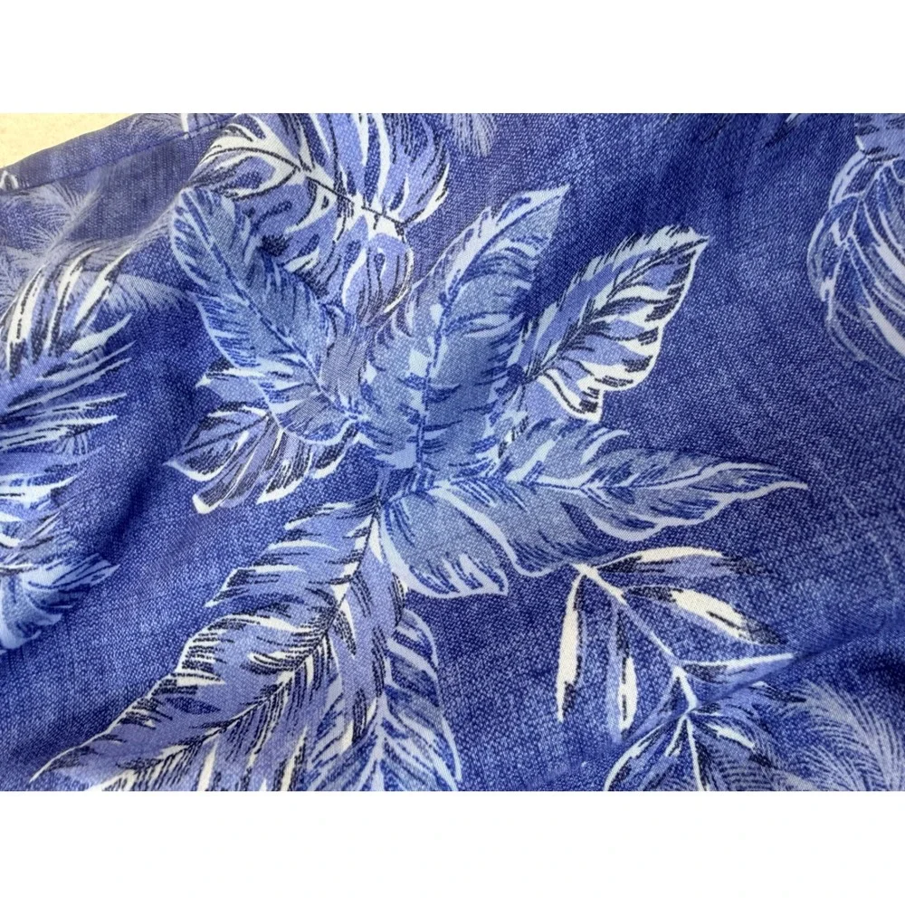 Tommy Bahama Mens Blue Tropical Palm Leaf Cargo Swim Trunks Board Shorts L